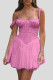 Pink Elegant Solid Color Patchwork Backless Spaghetti Strap Sling Dresses