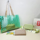 Green Casual Daily Letters Patchwork See-Through Bags