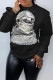 Black Casual Figure Print O Neck Tops