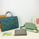 Green Casual Letters Patchwork Zipper Embossed Bags