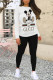 Yellow White Casual Cartoon Print Letters O Neck Long Sleeve Two Pieces