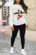 Black And White Casual Cartoon Print Letters O Neck Long Sleeve Two Pieces