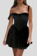 Black Elegant Solid Color Patchwork Backless Spaghetti Strap Sling Dresses