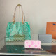 Green Casual Daily Letters Patchwork See-Through Zipper Bags