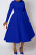 Royal Blue Elegant Solid Color Patchwork Zipper O Neck A Line Dresses