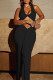 Black Sexy Solid Color Hollow Out Patchwork V Neck Long Dresses