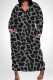 Dark Gray Casual Print Pocket Patchwork V Neck Long Plus Size Dresses