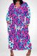 Rose Red Casual Print Pocket Patchwork V Neck Long Plus Size Dresses