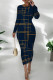 Tibetan Blue Casual Print Patchwork O Neck Long Dresses