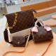 Brown Casual Street Letters Patchwork Chains Contrast Bags