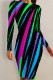 Multi-color Casual Striped Print Gradient Contrast O Neck Printed Dresses