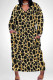 Brown Casual Print Pocket Patchwork V Neck Long Plus Size Dresses