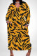Orange Casual Stripe Pocket Patchwork V Neck Straight Plus Size Dresses