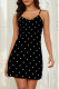 Black Sexy Leopard Print Polka Dot Flowers Contrast Sleepwear
