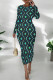 Turquoise Casual Print Patchwork O Neck Long Dresses