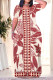 Red Casual Floral Print Stripe Pocket Contrast O Neck Long Plus Size Dresses