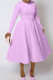 Light Purple Elegant Solid Color Patchwork Zipper O Neck A Line Dresses