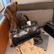 Black Casual Solid Color Patchwork Zipper Bags