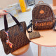 Brown Casual Street Letters Patchwork Zipper Contrast Bags