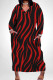 Black Red Casual Stripe Pocket Patchwork V Neck Straight Plus Size Dresses
