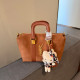 Orange Casual Daily Letters Patchwork Metal Accessories Trim Zipper Bags(Send pendant)