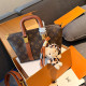 Orange Brown Casual Street Letters Patchwork Zipper Contrast Bags(Send pendant)