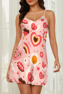 Pink Daily Print Patchwork Sleepwear