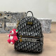 Black White Casual Street Letters Embroidered Zipper Contrast Bags(Send pendant)