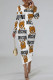 White Casual Street Cartoon Print Letters Contrast O Neck Printed Dresses