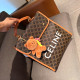 Brown Casual Street Letters Patchwork Contrast Bags(Send pendant)