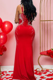 Black Sexy Solid Color Patchwork Backless Hot Drill Spaghetti Strap Sling Dresses