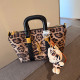 Leopard Print Casual Street Leopard Patchwork Zipper Contrast Bags(Send pendant)