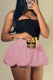 Pink Casual Daily Solid Color Basic Bodycon High Waist Conventional Solid Color Skirts