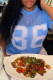 Sky Blue Casual Letters Hollow Out Patchwork O Neck T-Shirts