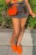 Grey Casual Solid Patchwork High Waist Skinny Denim Shorts