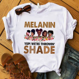 White Fashion Casual Print Basic O Neck T-Shirts