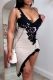 Champagne Sexy Patchwork Backless Spaghetti Strap Irregular Dresses
