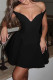 Black Sexy Solid Color Patchwork Backless Off Shoulder A Line Dresses
