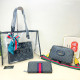 Black Gray Casual Street Stripe Letters Patchwork Zipper Contrast Bags