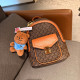 Brown Casual Street Letters Patchwork Zipper Contrast Bags(Send pendant)