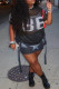 Black Casual Letters Hollow Out Patchwork O Neck T-Shirts