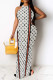 Cream White Sexy Letter Print Gradient Contrast O Neck Printed Dresses