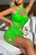 Fluorescent Green Sexy Living Solid Hollowed Out See-through Backless Lingerie
