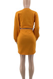 Light Gray Casual Solid Color Hollow Out Patchwork O Neck Wrapped Skirt Dresses