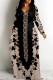 Light Pink Casual Street Floral Print Pocket Contrast V Neck Printed Dresses