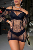 White Sexy Solid Color See-Through Backless Lingerie