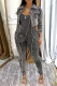 Black Casual Solid Color Pocket Patchwork Turndown Collar Long Sleeve Two Pieces
