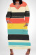 Orange Yellow Casual Colorblock Pocket Patchwork V Neck Straight Plus Size Dresses