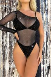 Black Sexy Hot Hot Drilling See-Through Backless Lingerie