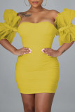 Red Sexy Solid Color Patchwork Backless Zipper Asymmetrical Collar Wrapped Skirt Dresses